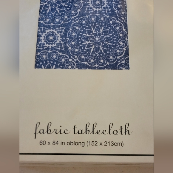 Essential Home blue fabric tablecloth. - Picture 2 of 3